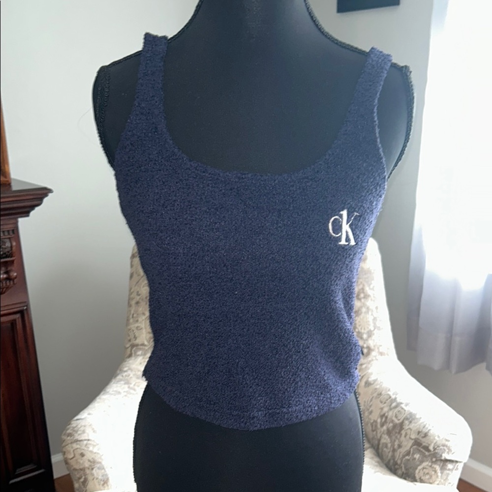 Calvin Klein Navy Textured Tank Top
